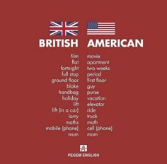 the british and american words are in different languages