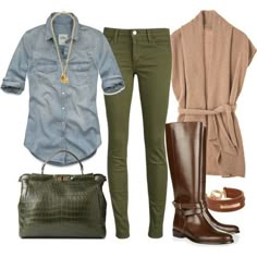 Olive green skinny jeans | HOWTOWEAR Fashion Outfit Dark, Wardrobe Fashion, Olive Green Pants