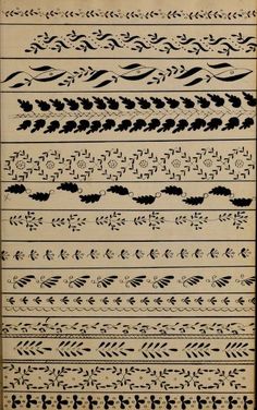 an old book with black and white designs on it