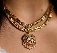 Navratna Jewellery Necklaces, Navarathna Necklace, Navaratna Necklace, Navratna Jewellery, Navratna Necklace, Navaratna Jewellery, Rings Indian, Indian Gold Necklace Designs, Beaded Wedding Jewelry