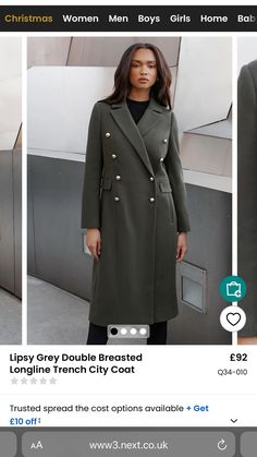 Longline Coat, Long A Line, Double Breasted, Gray Color