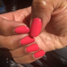 Strawberry Pink Nails Acrylic, Dnd Ombre Nails, Dnd Strawberry Kiss, Strawberry Nail Color, Strawberry Colored Nails, Strawberry Color Nails, Summer Red Nails Dnd, Watermelon Colored Nails, Pinky Coral Nails