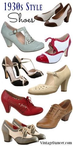 Mode Rockabilly, 1930s Shoes, 1930s Style, 30s Fashion, Look Retro, 1930s Fashion, فستان سهرة