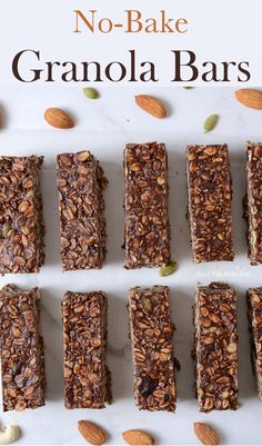 no - bake granola bars with almonds on top