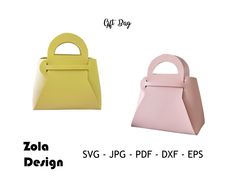 two handbags, one pink and one yellow, are shown in three different colors