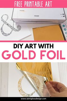 gold foil is being used to make art with the text, diy art with gold foil