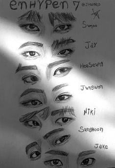 a drawing of different types of eyes