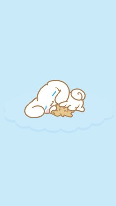 a cartoon character sleeping on the ground with his head down and eyes closed, in front of a blue background