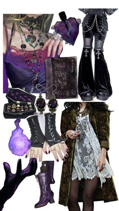 witchy gothic purple magic whimsy goth clothes and accessories Oc Board, Hippie Aesthetic, Gothic Clothes, Witch Outfit, Witch Aesthetic, Edgy Outfits, Outfits Aesthetic