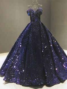 Princess Ball Gowns Wedding Dress, Train Wedding Dress, Quinceanera Dresses Blue, Blue Ball Gowns, Wedding Dress Sequin, Bridal Ball Gown, Sequin Wedding, Luxurious Wedding, Wedding Reception Dress