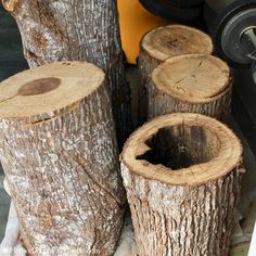 several pieces of wood sitting next to each other