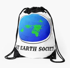 a drawsack bag with the words eat earth society printed on it and a map of the world