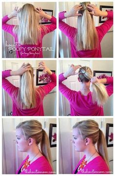 How to Make a Poofy Ponytail Poofy Ponytail, Poofy Hair, Braiding Your Own Hair, Simple Ponytails, Pin Up Hair, Brittle Hair, Long Layered Hair, Long Hair Girl, Split Ends