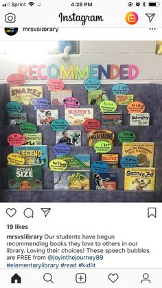 a bulletin board with some books on it