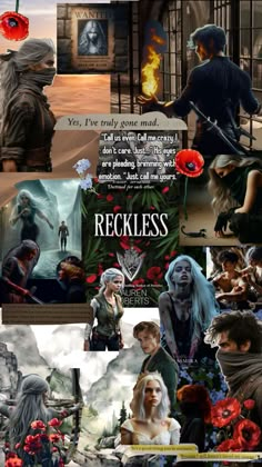 a collage of images with the words reckless written on them and pictures of people