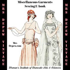 two women in wedding dresses and veils with the words miss miscellaneous garments sewing book