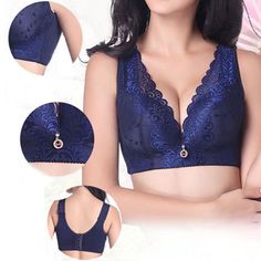 Hot Sexy Deep V Gather Breathable Wireless Full Coverage Bras - NewChic Mobile Swimwear Patterns, Ruby And Diamond Necklace, Cheap Bras, Posture Support, Wireless Bras, Womens Lingerie, Plus Size Fashions, Lace Bustier, Longline Bra