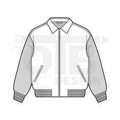 a white jacket with zippers on the sleeves and collar, front view drawing by df