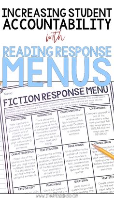 the reading response menu is shown with pencil and paper