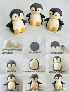 the instructions for how to make a penguin cake