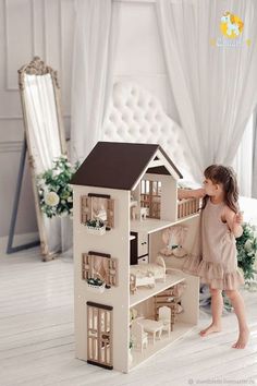 Doll Houses For Sale, Plywood House, Ikea Dollhouse, Dollhouse Bookcase, Diy Doll House, Girls Dollhouse, Handmade Dollhouse, Doll House Plans