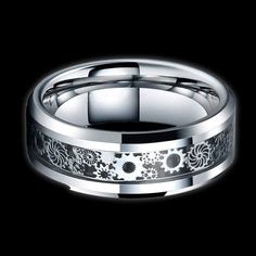 a wedding ring with an intricate design on it