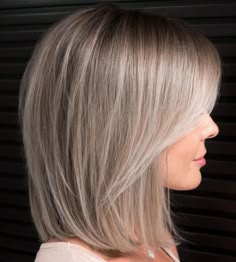 Shoulder Length Bob Haircut, Blond Balayage, Silver Hair Color, Shoulder Length Hair Cuts, Long Bob Hairstyles, Platinum Blonde Hair, Haircuts For Fine Hair