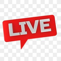 a red speech bubble with the word live on it, transparent background png and psd