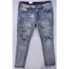 Victorious Men's Jeans 38x32 Slim Fit Patchwork Motorcycle Biker Denim Blue New With Tags Acid Wash Indigo Blue Destructed Fade. Waist 38" Rise 11" Inseam 32" Leg Opening 7" Biker Denim, Indigo Blue, Acid Wash, Denim Blue, Men's Jeans, Victorious, Mens Jeans, Blue Denim, Slim Fit