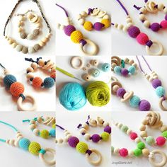 several different types of crocheted beads and necklaces