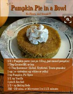 pumpkin pie in a bowl recipe on a plate