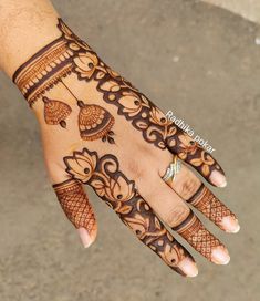 a hand with henna tattoos on it