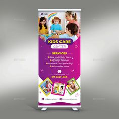 Kids Care Roll Up Banner #Care, #Kids, #Banner, #Roll Graphic Organizer Template Aesthetic, Banner Sample, Education Poster Design, Medical Posters, Roll Up Banner, Trade Show Display