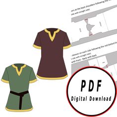 DIY Fantasy Man Basic Tunic Medieval Template Pattern - Etsy Larp Sewing Pattern, Lv Outfit, Elvish Dress, Larp Diy, Ren Cosplay, Mens Tunic, Medieval Tunic, Costume Viking, Viking Cosplay