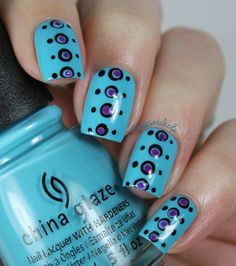 Blue Dot Nail Art Designs, Nail Designs Bling, Dot Nails, Cute Nail Colors, Nail Art Diy Easy, Dot Nail Art, Nice Nails, Polka Dot Nails