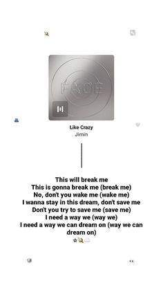 #jimin #bts #spotify Jimin Like Crazy Lyrics Wallpaper, Like Crazy Jimin Poster, Like Crazy Jimin, Weird Songs, Playlist Spotify, Aesthetic Japan