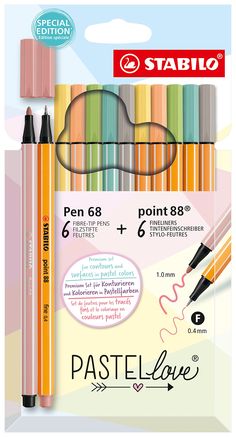 stabilo pen 66 point 8 mm pastel love, 0 5 mm and 6 mm