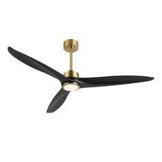 a black and gold ceiling fan on a white background