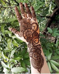 the hand is decorated with henna designs