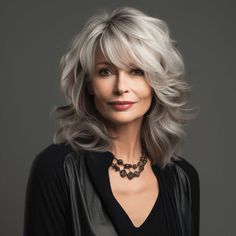 Vintage Style Haircut, Longer Grey Hairstyles, Hair Styles For Medium Length Layered Hair, Med Length Grey Hairstyles, Long Hairstyles With Short Layers, Women's Layered Hairstyles, Medium Haircuts For Women Fine Hair, How To Grow Out Short Layers, Long Layed Hairstyles