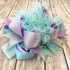 Aqua And Lavender, Baby Hair Bows Headbands, Bows Ideas, Handmade Baby Headbands, Purple Hair Bows, Light Purple Hair, Easter Headbands, Big Hair Bows, Bow Ideas