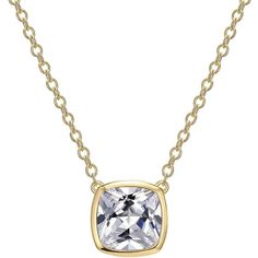 PRICES MAY VARY. Cubic Zirconia with Excellent Diamond Cut: Only the Cubic Zirconia that is handcrafted by the highest workmanship to fashion the stone so its proportions, and polish deliver the magnificent return of light just like a diamond can be call Diamonlite Cut CZ. This 18KT gold plated 925 sterling silver pendent necklace featured a 2.5 CT (8 mm) square shape Diamonlite Cushion Cut cubic zirconia. Exceptional Quality – Each piece of Diamonlite jewelry is handcrafted to meet the highest Silver Pendent, Silver Necklace For Women, Silver Lab, Bezel Necklace, Zirconia Necklace, Solitaire Pendant Necklace, Cubic Zirconia Necklace, Sterling Necklaces, Cz Necklace