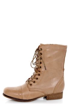 Madden Girl Gamer Natural Paris Taupe Lace-Up Combat Boots Wardrobes Ideas, Cute Combat Boots, Girl Gamer, Boating Outfit, Lace Up Combat Boots, Shoes For Leggings, Fall Winter Wardrobe, Black Boots Women, Madden Girl