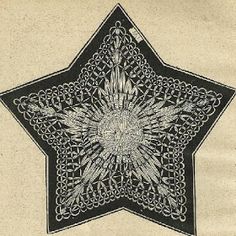 an intricately designed star is shown in black and white, on a beige background