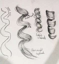 three different types of hair are shown in this drawing