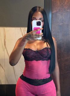 True to size model is wearing small mesh lace Mirror Pics, Teenage Fashion, Baddie Outfits Casual, Cute Simple Outfits, Teenage Fashion Outfits, Pretty Selfies, Girly Outfits, Lookbook Outfits, Pink And Black