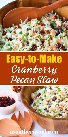 an easy to make cranberry pecan slaw recipe