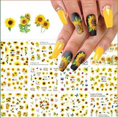 Click here to view more Fofosbeauty Press On Nails at lower price! Fofosbeauty--Press on nails 24 Pieces set 12 different sizes. Artificial nails design your own nails for weddings, parties, weekend dating, or special occasions. Acrylic nails art accessories design 24 pcs set full nail design fake nail tips with free nail glue sticker sheet and mini nail file. These tools can help you wear fake nails better, and the operation is easy and convenient for everyone. Clip-on nails have different sizes, you can choose the most suitable false nail regardless of the size of your nail. It is easy to trim and file it to any length and shape you like. In only 1 minutes, you can get the same glitter effect instead of paying half an hour for the expensive nail salon manicure. Features: Artificial Fake Sunflower Nail, Sunflower Nail Art, Nail Decals Diy, Nail Water Decals, Sunflower Nails, Summer Nail Art, Nail Stickers Decals, Daisy Nails, Nail Design Inspiration