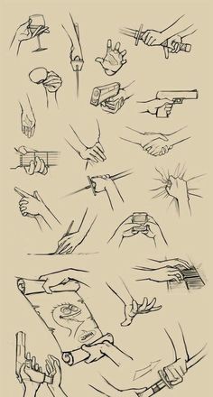 hand gestures drawn in black and white ink