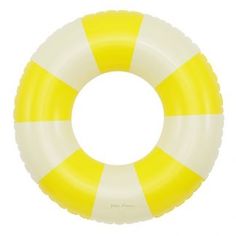 an inflatable yellow and white ring